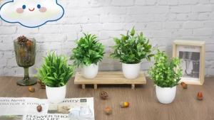 4 Styles Mini Fake Plants Artificial Eucalyptus Faux Plants for Home Office Farmhouse Bathroom Desk Shelf Decor Indoor
