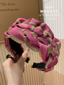 Color Block Wide Edge Braided Headband High Hairline Design Fashionable Stylish Grey Hair Covering Hair Clip Original Design