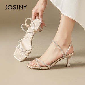 Josiny | Crystal-Embellished Stiletto Sandals One-Strap