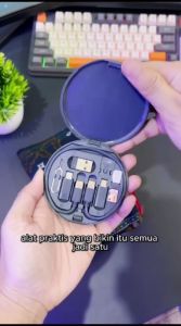 Set Kabel Cas Charger USB Type C Micro USB Lightning with Case Tempat Bisa Jadi Holder Stand HP 60W