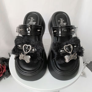 Transfer School Student Small Bone Slippers Original Summer Punk Y2g Muffin Platform Slippers Stuffed Outwear Flats Sandals