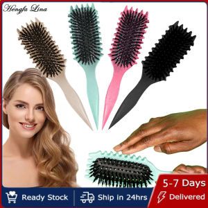 Hengfa Lina 5 Color Curly Hollow Comb Women Define Styling Hairbrush Scalp Massager Salon Hairdressing Bounce Curl Definition Shape Brush