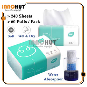 [1 Pack] 240Pcs/60 Pulls Skin-Friendly Tissue Disposable Facial Soft Clean Tissue Tisu Muka Wipe Tissue