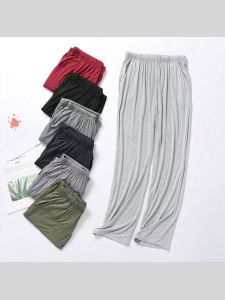 Modal Mens Straight-Leg Trousers Pajama Pants Mens Summer Loose Anti Mosquito Pants Casual Home Pants Thin Home Pants Trendy