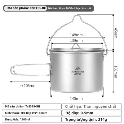 Rover Camel | Nồi Du Lịch Bằng Titanium 1.6L