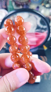 Rare Reddish Orange Strawberry Quartz Bracelet