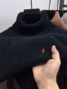 Luxury brand high neck sweater mens new fashion classic Paul embroidery design winter plush thick warm casual knitted pullover