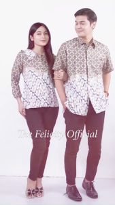 felicitybatik - Atasan Blouse Kemeja Kantor Batik Kerja Couple Wanita dan Pria Berkerah Batik Modern [ dawet ]