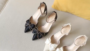 Fashion Bowknot Point Toe Hollow Out Women High Heels Shallow Elegant Female Stiletto Sandals