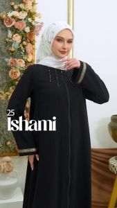 ISHAMI 25 DRESS MUSLIM ETHICA KEKINIAN BLACK COCOK UNTUK OUTFIT LEBARAN HAJI/UMROH TERBARU 2025