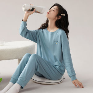 MiiOW | Pure Cotton Long Sleeve Sleepwear Set For Women Cat Person Home Clothes Loose Fit Classic Style Youth Suitable Autumn Winter