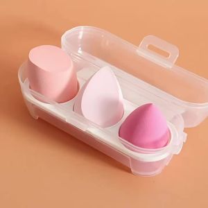 Bộ 3 Miếng Bọt Biển Trang Điểm Hình Giọt Nước Đầu Cắt Góc Cạnh Dùng Được Khi Ướt Hoặc Khô Kèm Hộp Đựng Màu Sắc Ngẫu Nhiên Chất Liệu Polyurethane Ưa Nước