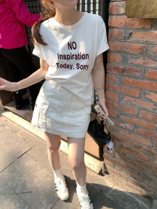 Womens Short Sleeve T-Shirt Pure Cotton Shoulder Width Regular Cotton Summer Slimming Top White Color Cover Belly Short Style