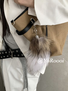 Fashionable Plush Fur Tail Bag Charm Keychain Womens Mobile Phone Accessory Versatile Trendy Korean Style YoRoooi
