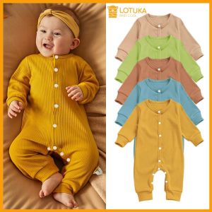 Body dài tay len tăm LOTUKA cho bé trai bé gái áo liền quần trẻ em chất mền mịn nhiều màu sắc từ 0-12 tháng tuổi