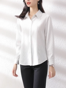 Áo sơ mi nữ kẻ sọc dài tay dáng Hàn Quốc thanh lịch