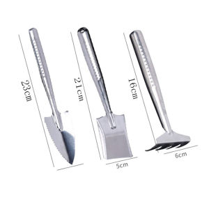 3Pcs Mini Stainless Steel Garden Tool Set: Shovel Trowel Rake for Potted Plants Succulents