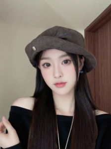 BILLI ZILLY | Retro Versatile Dot Fisherman Cap Womens Early Autumn Large Brim Face Slimming Bucket Hat Foldable Artistic Casual Newsboy Cap