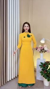 Áo Dài Lụa Mỹ Cao Cấp Họa Tiết Đính Kết Thủ Công Tỉ Mỉ - Mã A6