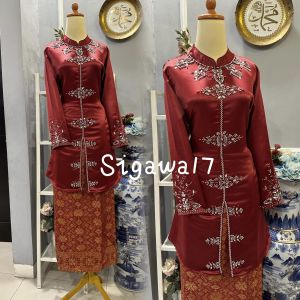 Terbaru Stelan Baju Melayu Bahan Satin Bridal Combinasi Payet Mutiara Free Hijab/Stelan Baju Kurung Wanita Viral 2024/Stelan Baju Pesta Wanita Model Simple Mewah Dan Elegan