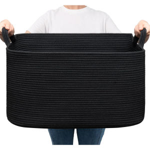Luxury Cotton Thread Woven Large Foldable Storage Basket Car Dirty Clothes Basket Hotel Kindergarten Organizer Bin Nordic Style Home Use Living Room Pure Color