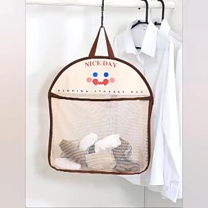 MLADEN Wall Hanging Mesh Bag Cartoon Print Great Load Bearing Visible Large Opening Toys Underwear Sock Storage Bag