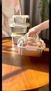 Stainless Steel Food Box Sealed Crisper Container Lunch Boxes Meal Prep Storage Fridge Kitchen Fresh Keeping Tool