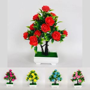 Azgalery PBP134: Tanaman Hias Plastik Pot Bunga Mawar Buatan