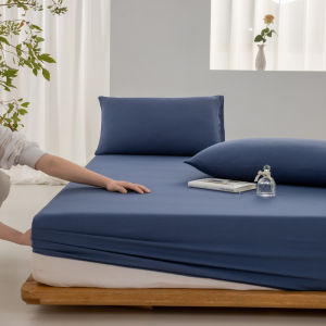 Solid Color Fitted Bedsheet Single/Super Single/Queen/King/Super King Bed Sheet Washed Cotton Mattress Cover