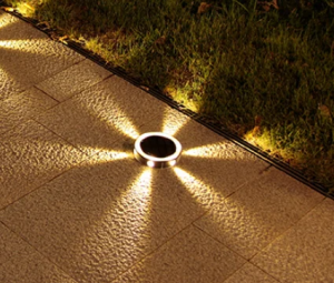 Outdoor Solar Wall Light Waterproof Garden Ground-mounted Lamp 8 Modes Round Petal Deck Fence lamp Glowing Garden Landscape lamp