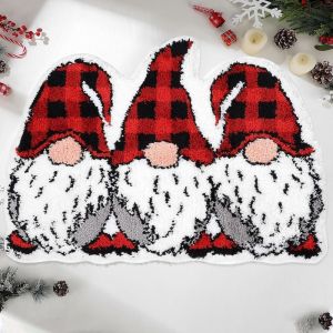 VIKAMA Christmas JOY Bath Rug Holly Berry Holiday Decor Red White Green Rectangular Non Slip Absorbent Soft Bathroom Mat
