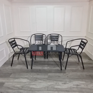 SHUMO Kursi Teras Cafe Besi Industrial 4 Kursi - Kijang Series