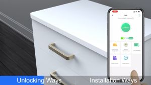 ระบบรักษาความปลอดภัยบลูทูธแบบไร้กุญแจอิเล็กทรอนิกส์อัจฉริยะพร้อม NFC และ RFID สำหรับลิ้นชัก/ตู้เซฟในตู้