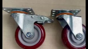 BÁNH XE ĐẨY MẶT ĐẾ XOAY CÀNG SẮT MẠ KỀN TẢI TRỌNG 60KG LỐP NHỰA TPR ĐỎ MẬN ĐƯỜNG KÍNH 10cm