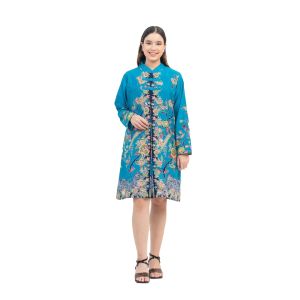 Tunik Batik Wanita Modern Lengan Panjang Bahan Katun