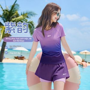 XTEP | Đồ Bơi Kín Dành Cho Phụ Nữ Màu Tím Đậm Nhạt Giảm Mỡ Phẳng Góc Che Bụng Cho Kỳ Nghỉ Biển