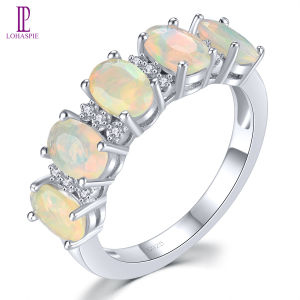 Lohaspie Jewelry Pure 1.5 Carats Solid Sterling Silver 925 Ring Original Natural Opal Ring 925 Silver Ring With Color Stone 925 Opal Ring For Women Birthstone Silver 925 Jewelry