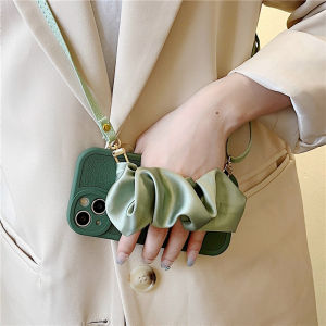 Silk Wristband Silicone Phone Case for Xiaomi 13 Anti-Fall Protection Minimalist Folded Design Crossbody Lanyard Summer New