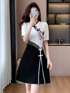 Summer 2024 High Waist Tassel Embroidered Maxi Dress Flared A-Line Silhouette Korean Style plus Size Womens Fashion Skirt