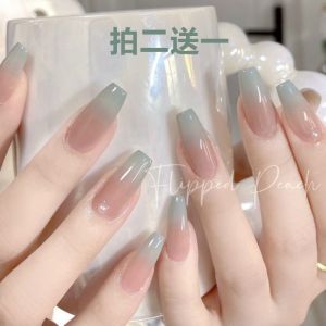 Amber Wear Armor Fall and Winter New Arrival Fancy Mid Length Long Length Diamond Manicure Set Full Set French Fake Nail Patch