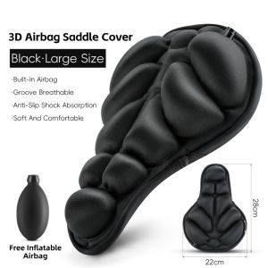 WEST BIKING Bicycle Seat Cover Inflatable 3D Adjustable Airbag Bicycle Saddle Waterproof Bike Cushion MTB Road Bike Accessories