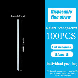 100PCS Thick Transparent Straws Individually Packaged Disposable Straws Suitable for Home Milk Tea Juice Milkshake Coffee