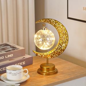 Vivalux Muslim Star Moon Lamp  LED Metal Ramadan festival Desk Light Star Decorative Bedroom Atmosphere Lighting Islamic Party Night Light