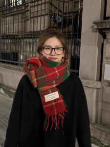 Japanese Stelu Red Gingham Scarf Ins Cashmere New Year Gift Christmas Gift Thickened All-Matching Student Bib Shawl