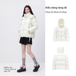 Semir | Áo Phao Nữ Mùa Đông Dáng Rộng Có Mũ Trùm Đầu Màu Trơn Chất Liệu Gân Ấm 90% Fill Power