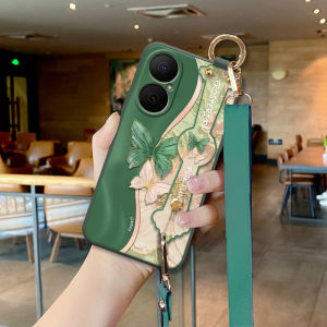 Butterfly Dual-Color Phone Case Compatible with Huawei Enjoy 80 70 60 50 30 Models Womens Crossbody Stand Lanyard Full Cover Anti-Fall