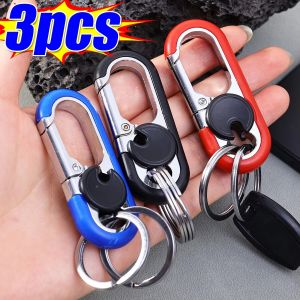 🔥Hot🔥 High Quality 3PCS New Double Ring Mens Rock Climbing Keychain Car Stainless Steel Buckle Outdoor Carabiner Mountaineering Tool Metal Key Ring Hook Car Accessories