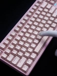 Mintcaps Pink Hollow LumGuard Keycaps PBT Double Shot Faceted Shine Through Keycap Sets For Custom MX Mechanical Keyboard