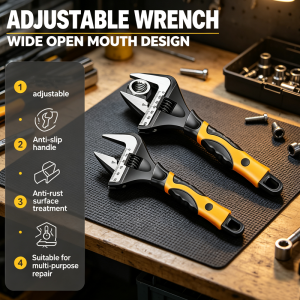Adjustable Wrench Stainless Steel Universal Spanner Bathroom Wrench Household Large Open High Quality Plumbing Repair Tool