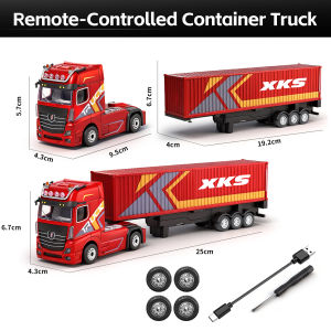 WLtoys | New WLtoys 6408 1:64 scale 2.4GHz remote control container truck toy with LED lights three-speed transmission boys gift